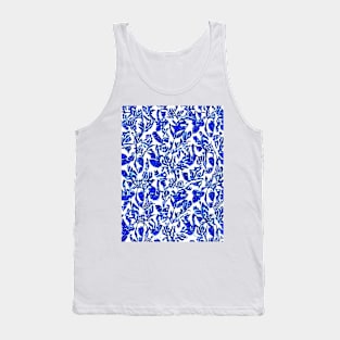 Blue and Navy Floral brush strokes pattern background Tank Top